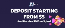 Exclusive $5 deposit offer at 21Bit - Win up to $100,000!