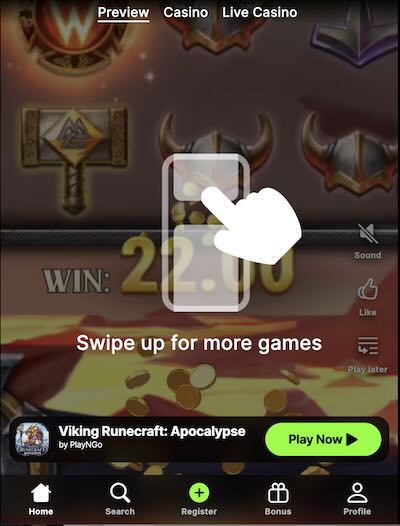 Swiper Casino mobile games